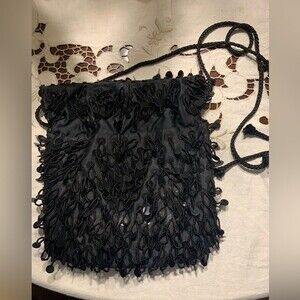 La Regale Vintage Black Beaded Purse